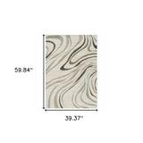 3' X 5' Beige Grey Brown Sage Pale Blue Tan And Charcoal Abstract Power Loom Stain Resistant Area Rug - Homeroots - Flyclothing LLC