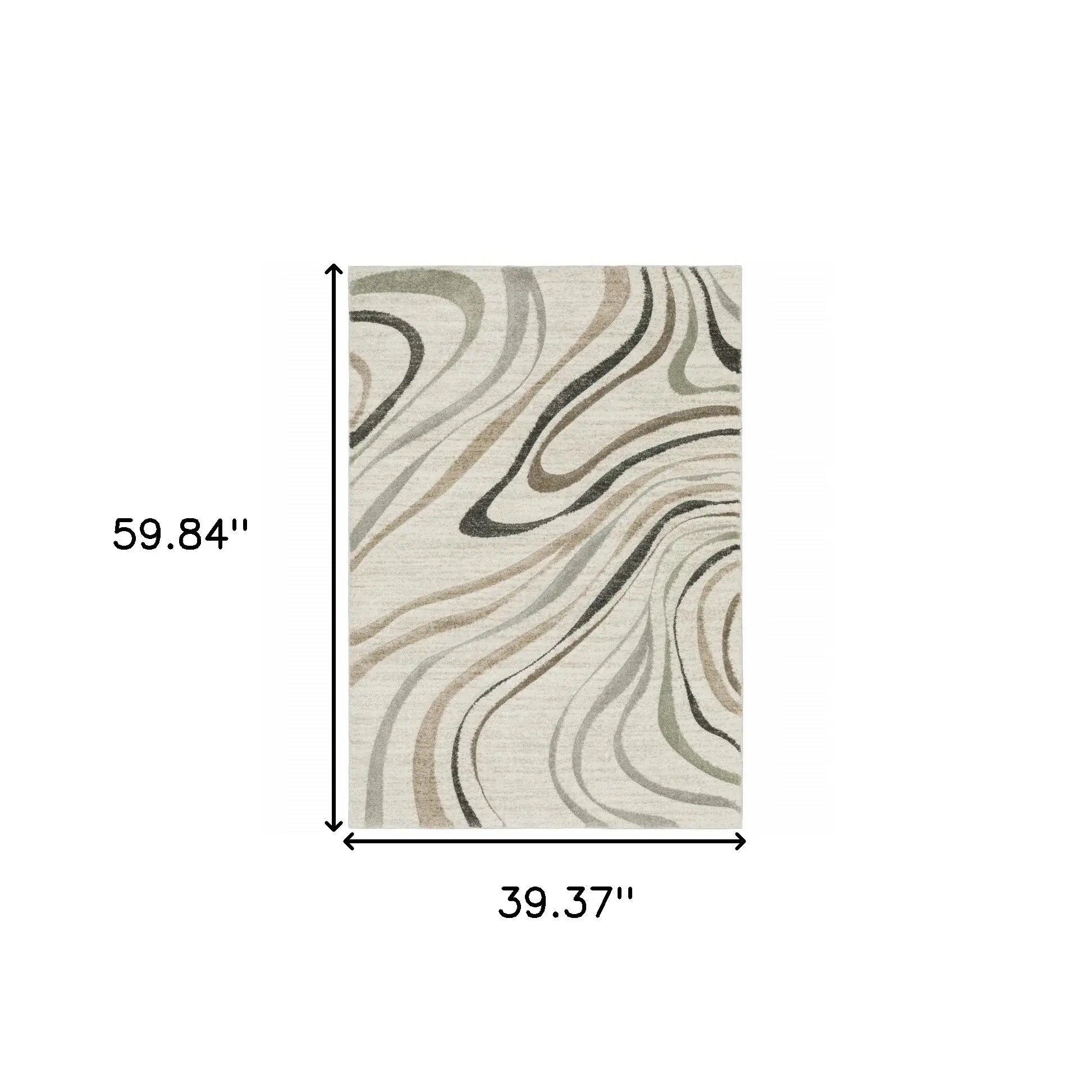3' X 5' Beige Grey Brown Sage Pale Blue Tan And Charcoal Abstract Power Loom Stain Resistant Area Rug - Homeroots - Flyclothing LLC