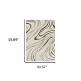 3' X 5' Beige Grey Brown Sage Pale Blue Tan And Charcoal Abstract Power Loom Stain Resistant Area Rug - Homeroots - Flyclothing LLC