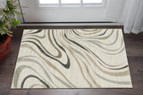 3' X 5' Beige Grey Brown Sage Pale Blue Tan And Charcoal Abstract Power Loom Stain Resistant Area Rug - Homeroots - Flyclothing LLC
