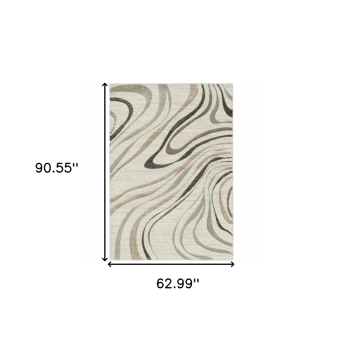 5' X 8' Beige Grey Brown Sage Pale Blue Tan And Charcoal Abstract Power Loom Stain Resistant Area Rug - Homeroots - Flyclothing LLC