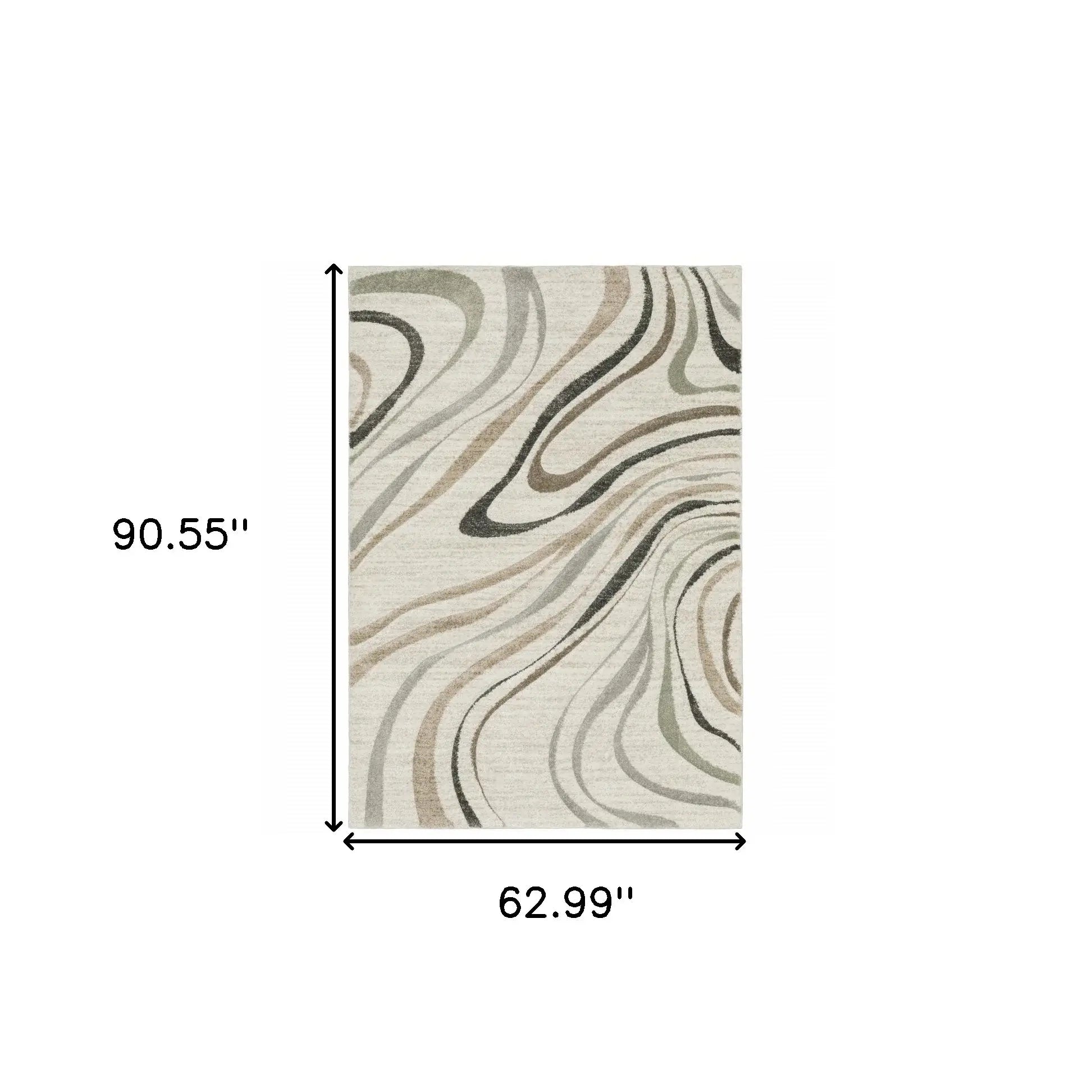 5' X 8' Beige Grey Brown Sage Pale Blue Tan And Charcoal Abstract Power Loom Stain Resistant Area Rug - Homeroots - Flyclothing LLC