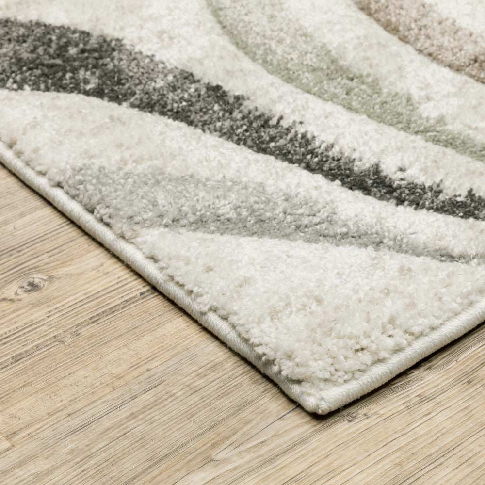 10' X 13' Beige Grey Brown Sage Pale Blue Tan And Charcoal Abstract Power Loom Stain Resistant Area Rug - Homeroots - Flyclothing LLC