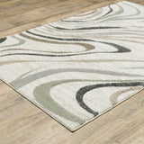 10' X 13' Beige Grey Brown Sage Pale Blue Tan And Charcoal Abstract Power Loom Stain Resistant Area Rug - Homeroots - Flyclothing LLC