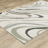 10' X 13' Beige Grey Brown Sage Pale Blue Tan And Charcoal Abstract Power Loom Stain Resistant Area Rug - Homeroots