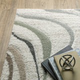 10' X 13' Beige Grey Brown Sage Pale Blue Tan And Charcoal Abstract Power Loom Stain Resistant Area Rug - Homeroots