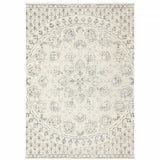 10' X 13' Ivory And Grey Floral Power Loom Stain Resistant Area Rug - Homeroots - Flyclothing LLC