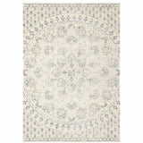 10' X 13' Ivory And Grey Floral Power Loom Stain Resistant Area Rug - Homeroots