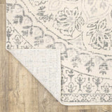 10' X 13' Ivory And Grey Floral Power Loom Stain Resistant Area Rug - Homeroots - Flyclothing LLC