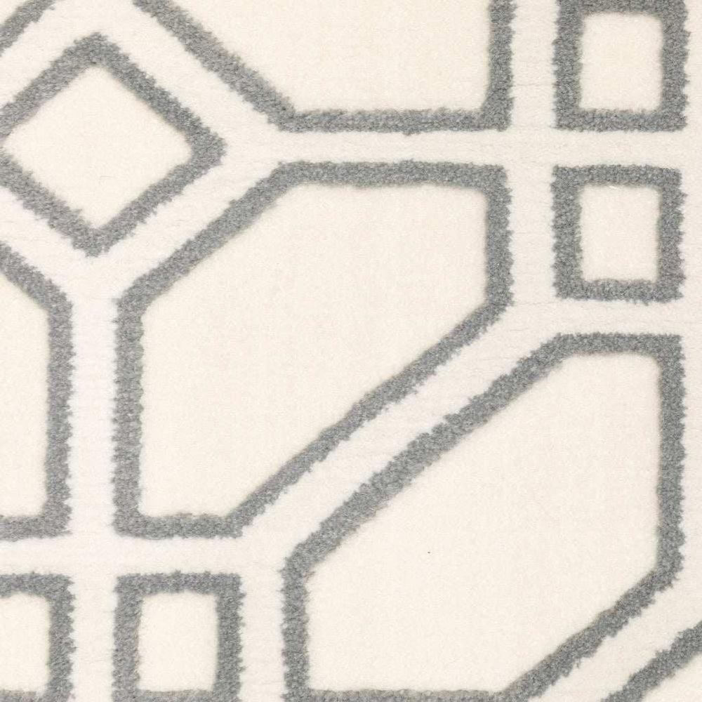 10' X 13' Ivory And Grey Geometric Power Loom Stain Resistant Area Rug - Homeroots - Flyclothing LLC
