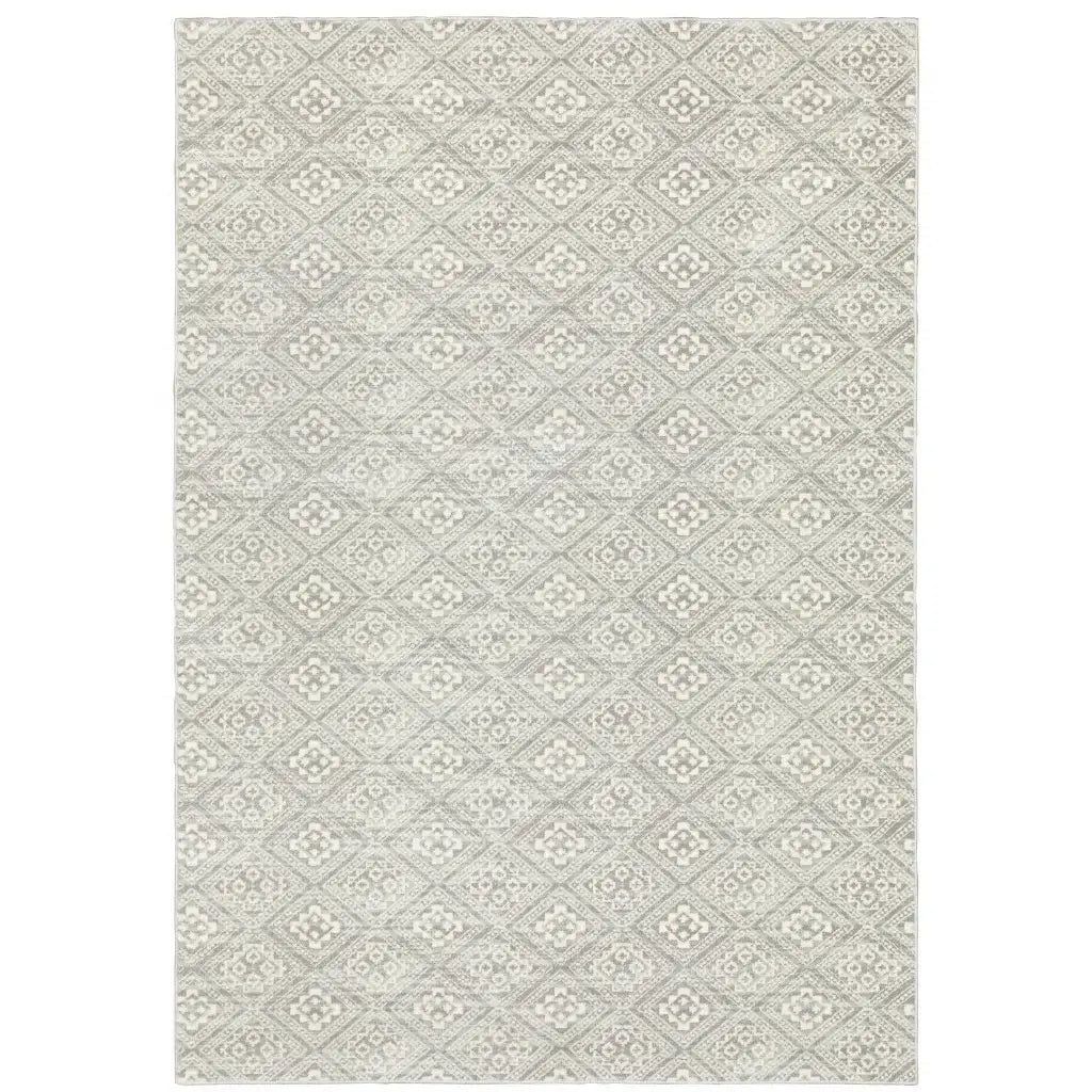 10' X 13' Grey Geometric Power Loom Stain Resistant Area Rug - Homeroots - Flyclothing LLC