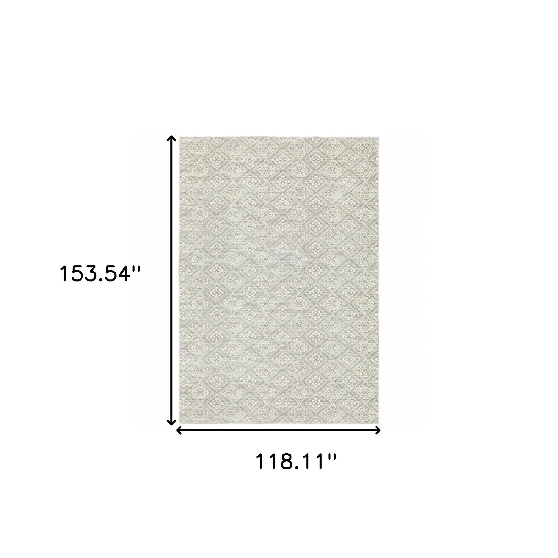 10' X 13' Grey Geometric Power Loom Stain Resistant Area Rug - Homeroots - Flyclothing LLC