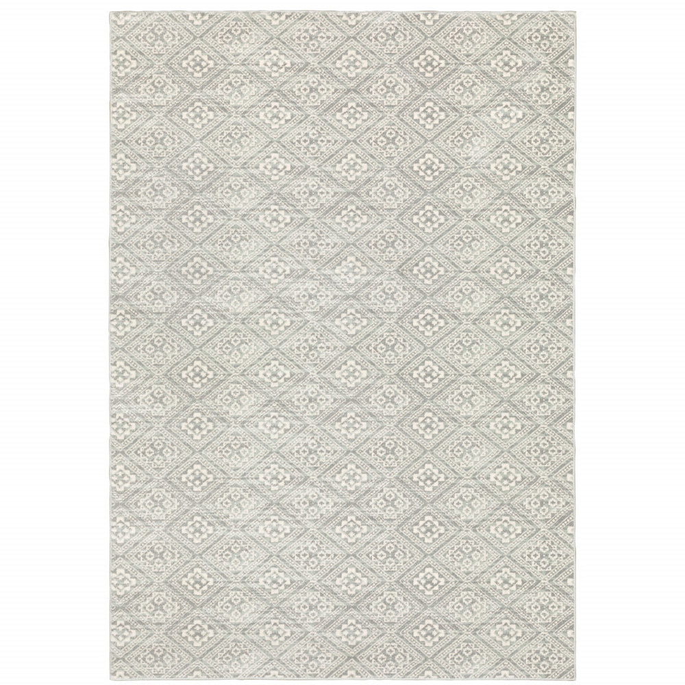 10' X 13' Grey Geometric Power Loom Stain Resistant Area Rug - Homeroots