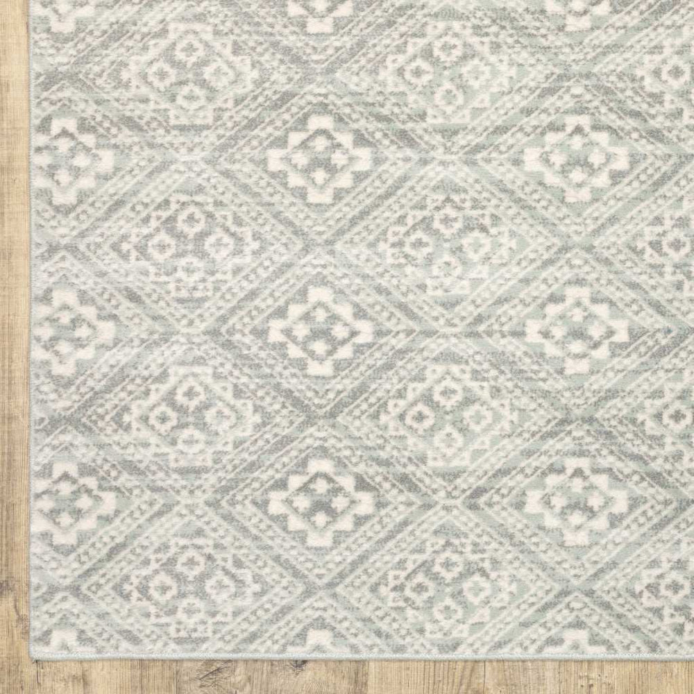 10' X 13' Grey Geometric Power Loom Stain Resistant Area Rug - Homeroots - Flyclothing LLC