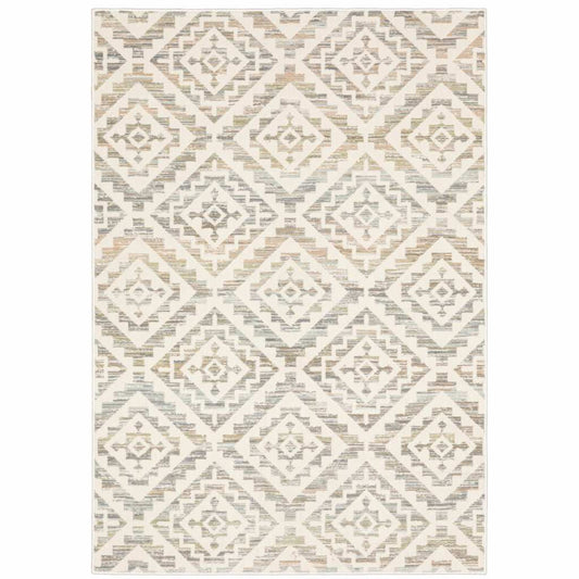 10' X 13' Grey Pink And Sage Geometric Power Loom Stain Resistant Area Rug - Homeroots - Flyclothing LLC