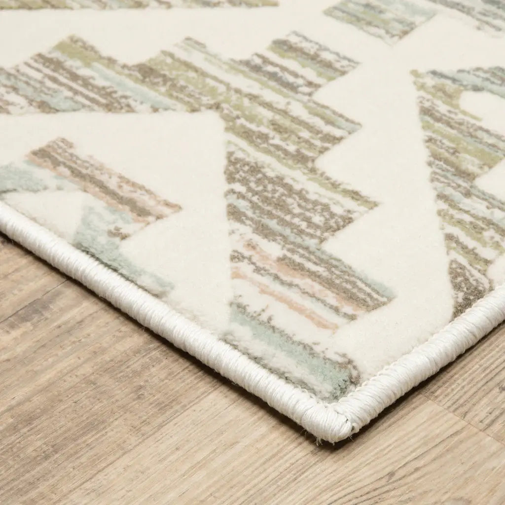 10' X 13' Grey Pink And Sage Geometric Power Loom Stain Resistant Area Rug - Homeroots - Flyclothing LLC