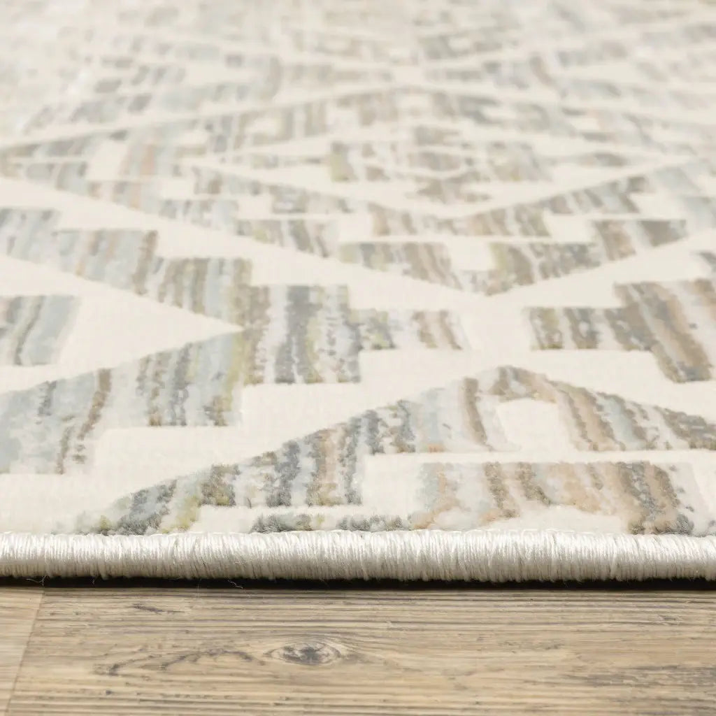 10' X 13' Grey Pink And Sage Geometric Power Loom Stain Resistant Area Rug - Homeroots - Flyclothing LLC