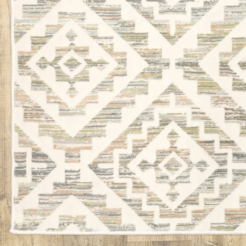 10' X 13' Grey Pink And Sage Geometric Power Loom Stain Resistant Area Rug - Homeroots - Flyclothing LLC