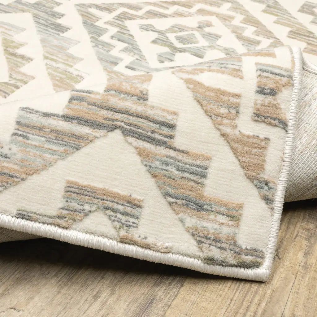 10' X 13' Grey Pink And Sage Geometric Power Loom Stain Resistant Area Rug - Homeroots - Flyclothing LLC