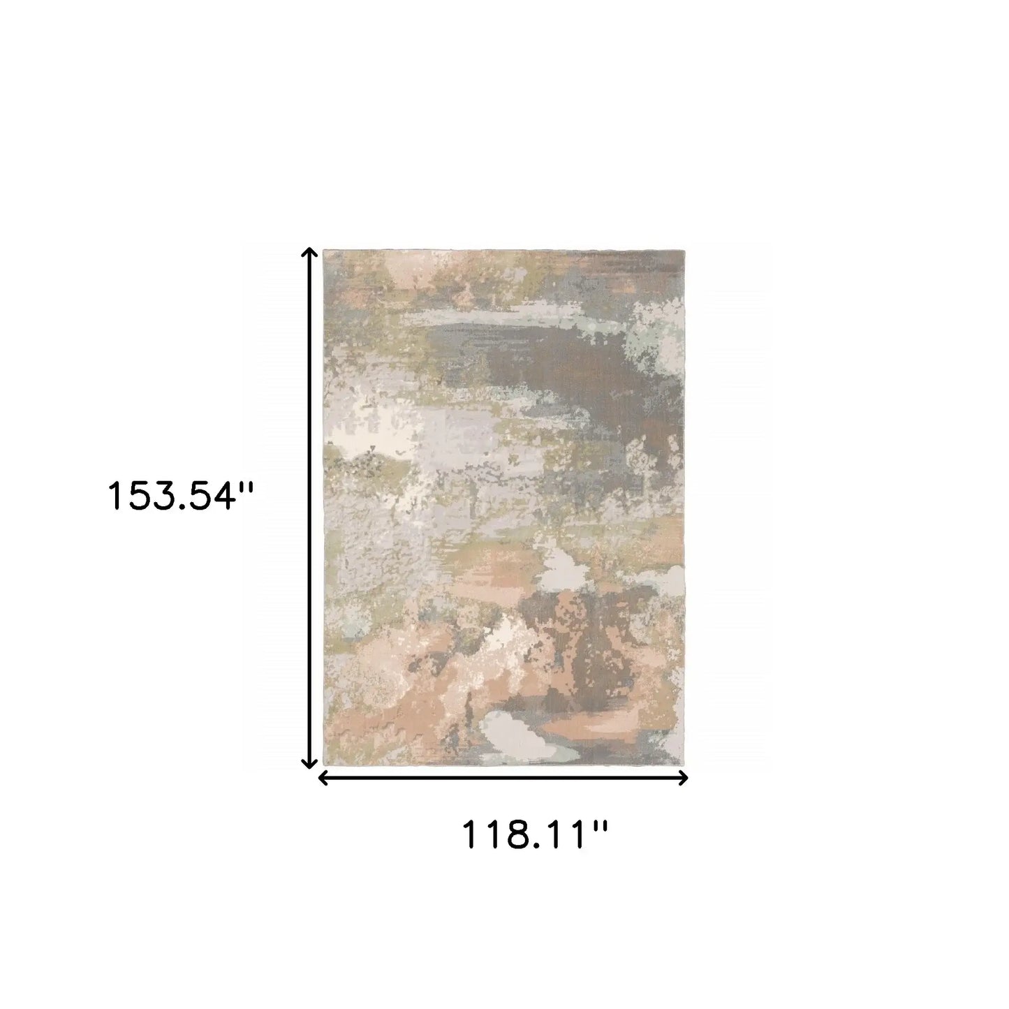 10' X 13' Sage Pink And Cream Abstract Power Loom Stain Resistant Area Rug - Homeroots - Flyclothing LLC