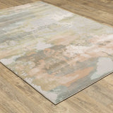 10' X 13' Sage Pink And Cream Abstract Power Loom Stain Resistant Area Rug - Homeroots - Flyclothing LLC