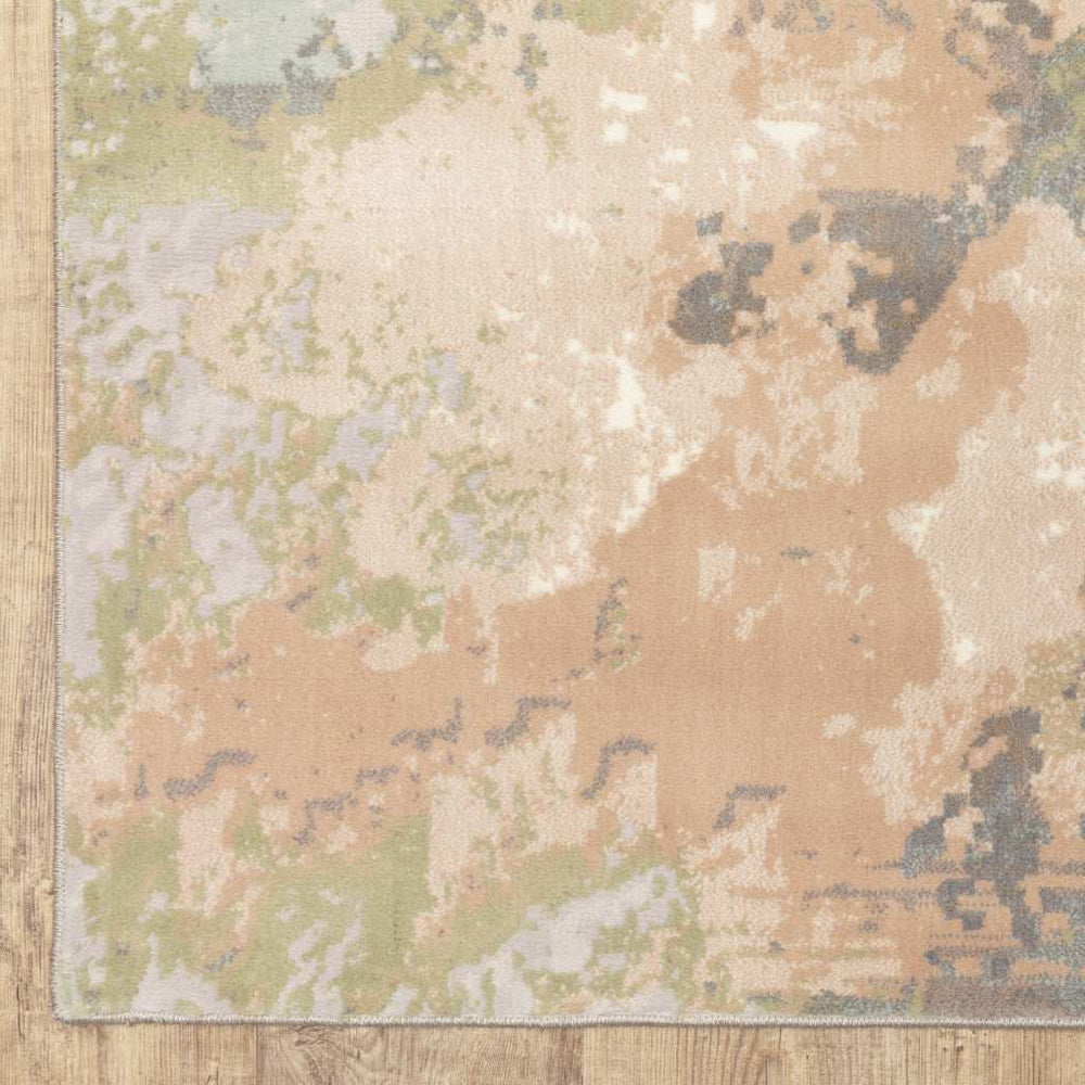 10' X 13' Sage Pink And Cream Abstract Power Loom Stain Resistant Area Rug - Homeroots - Flyclothing LLC