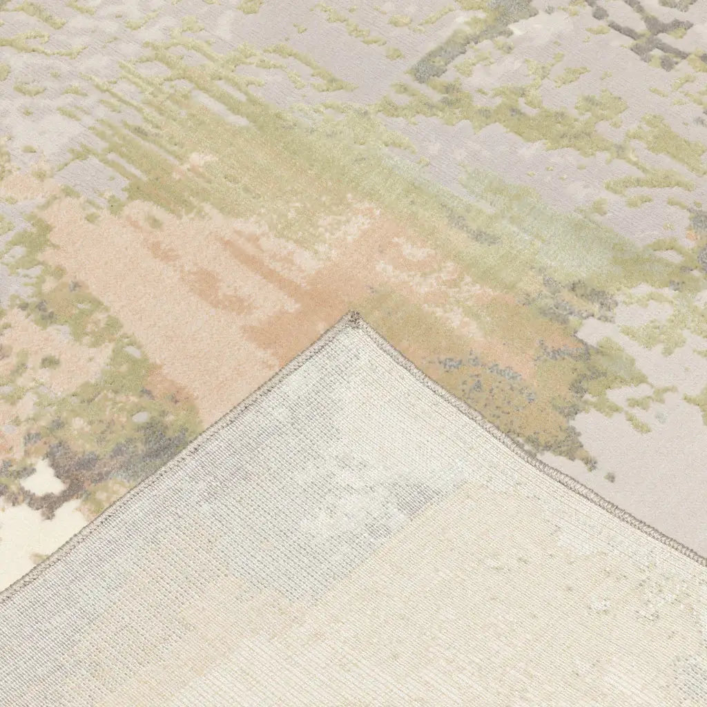 10' X 13' Sage Pink And Cream Abstract Power Loom Stain Resistant Area Rug - Homeroots - Flyclothing LLC