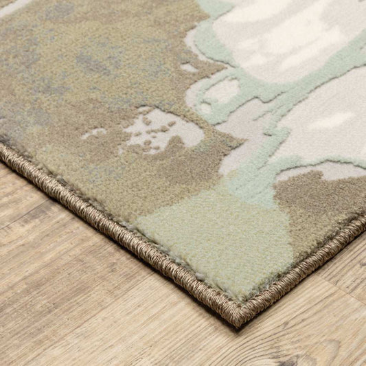 10' X 13' Sage Grey And Brown Abstract Power Loom Stain Resistant Area Rug - Homeroots - Flyclothing LLC