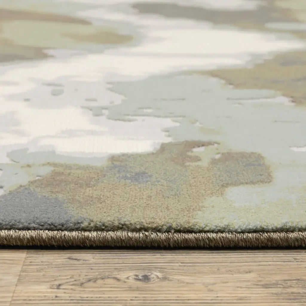 10' X 13' Sage Grey And Brown Abstract Power Loom Stain Resistant Area Rug - Homeroots - Flyclothing LLC