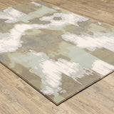 10' X 13' Sage Grey And Brown Abstract Power Loom Stain Resistant Area Rug - Homeroots