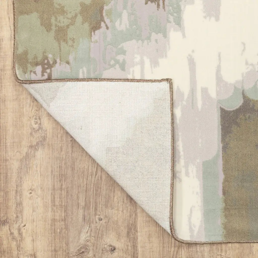 10' X 13' Sage Grey And Brown Abstract Power Loom Stain Resistant Area Rug - Homeroots - Flyclothing LLC