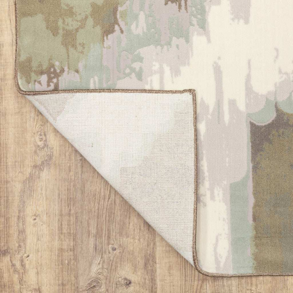 10' X 13' Sage Grey And Brown Abstract Power Loom Stain Resistant Area Rug - Homeroots - Flyclothing LLC