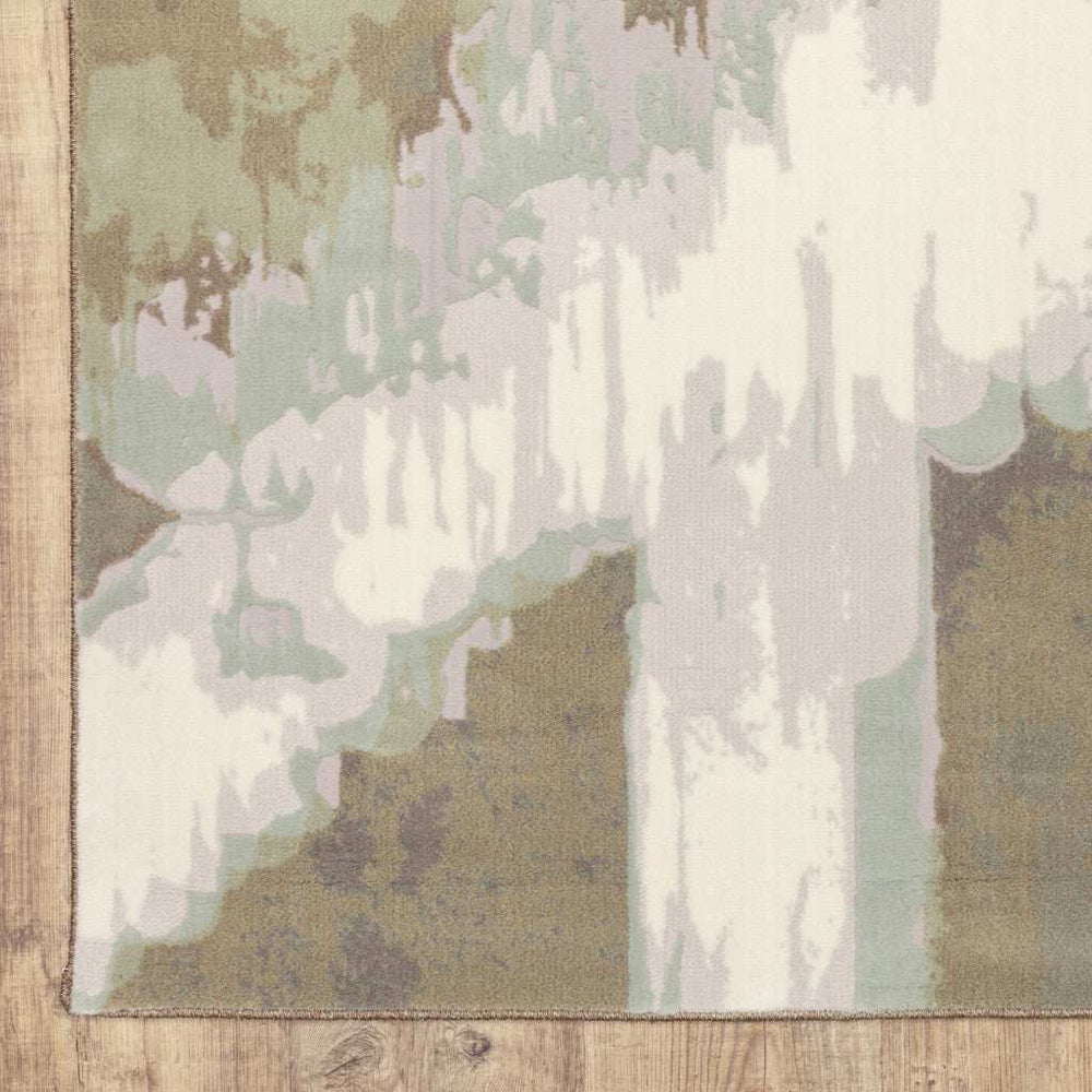 10' X 13' Sage Grey And Brown Abstract Power Loom Stain Resistant Area Rug - Homeroots - Flyclothing LLC
