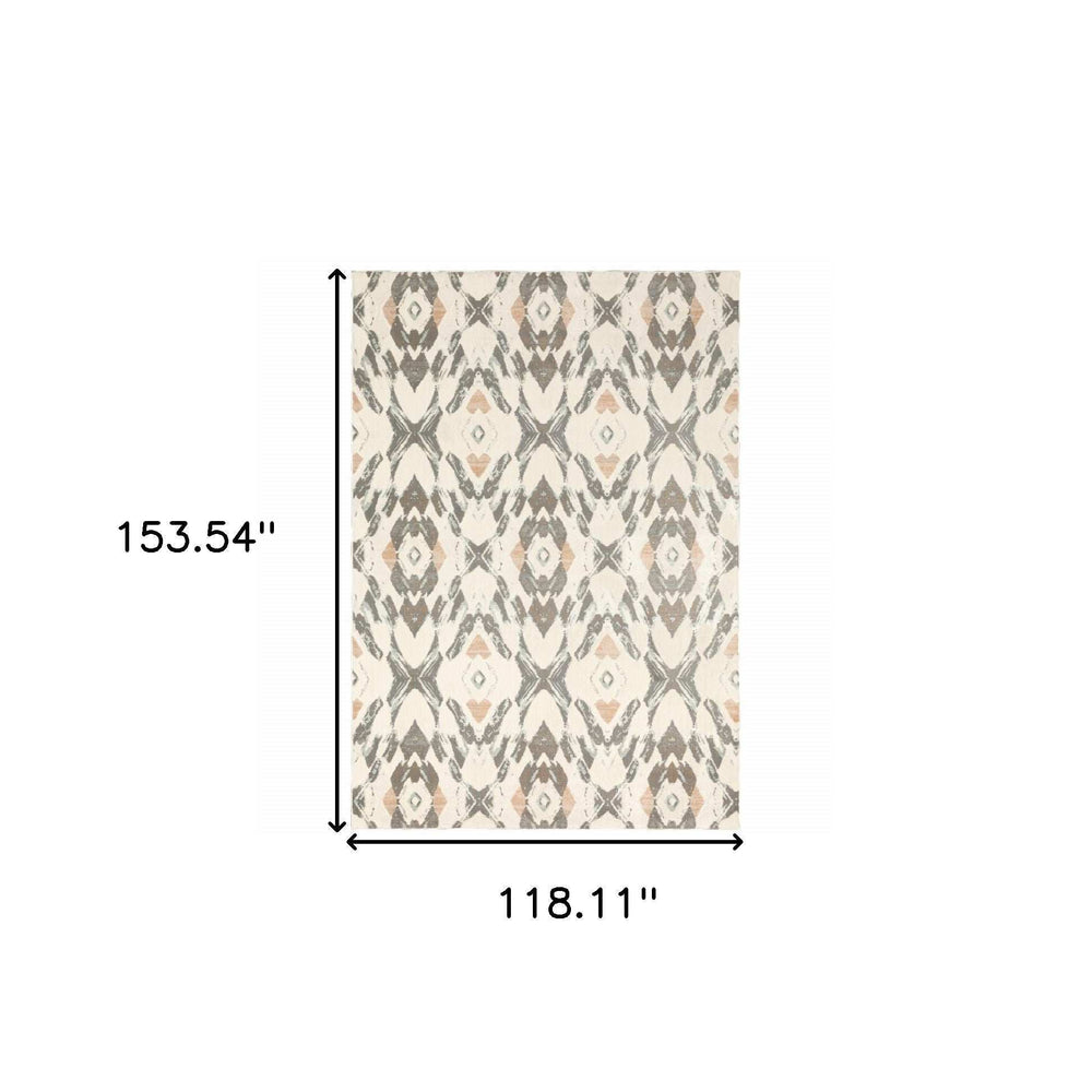 10' X 13' Ivory Pink And Sage Geometric Power Loom Stain Resistant Area Rug - Homeroots - Flyclothing LLC