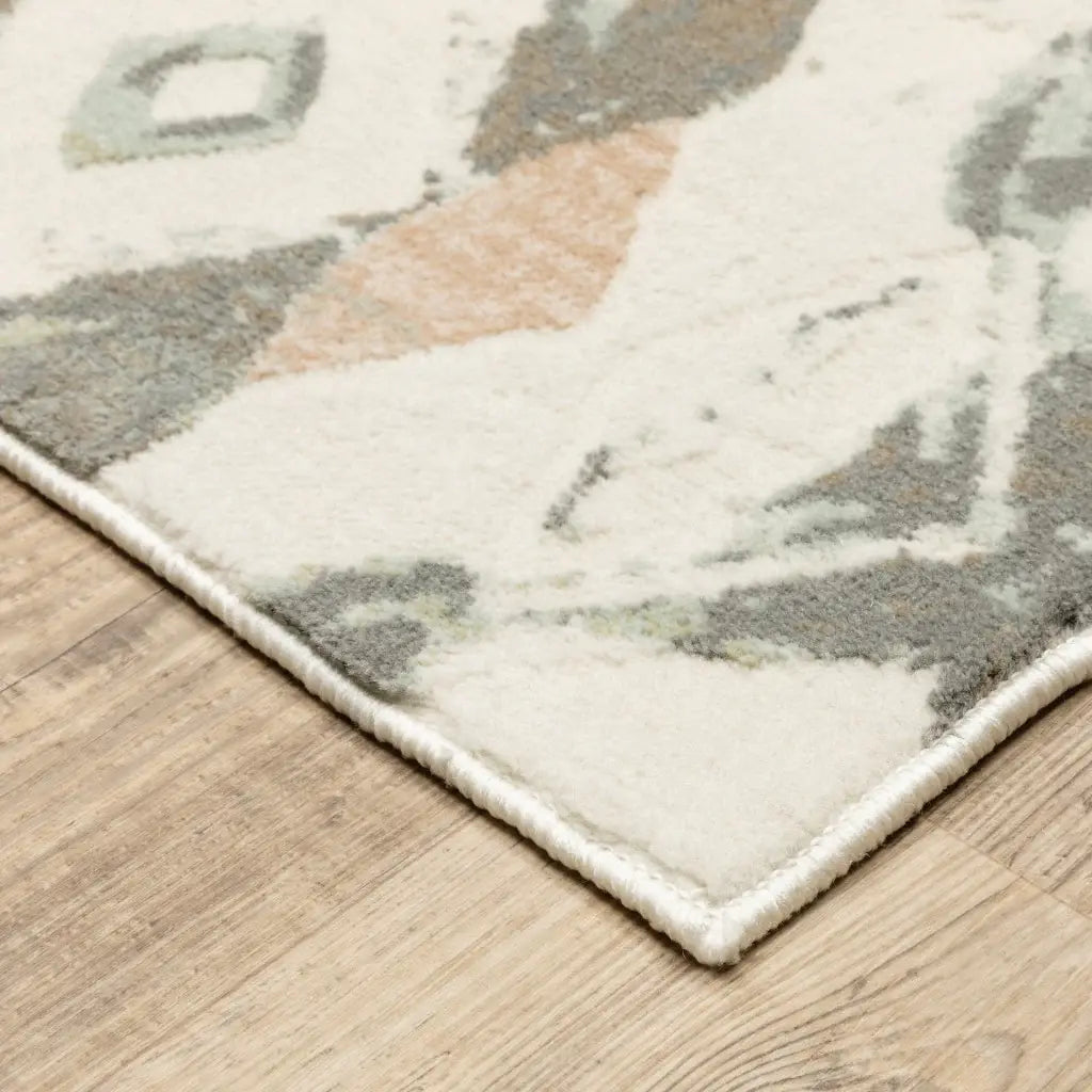 10' X 13' Ivory Pink And Sage Geometric Power Loom Stain Resistant Area Rug - Homeroots - Flyclothing LLC