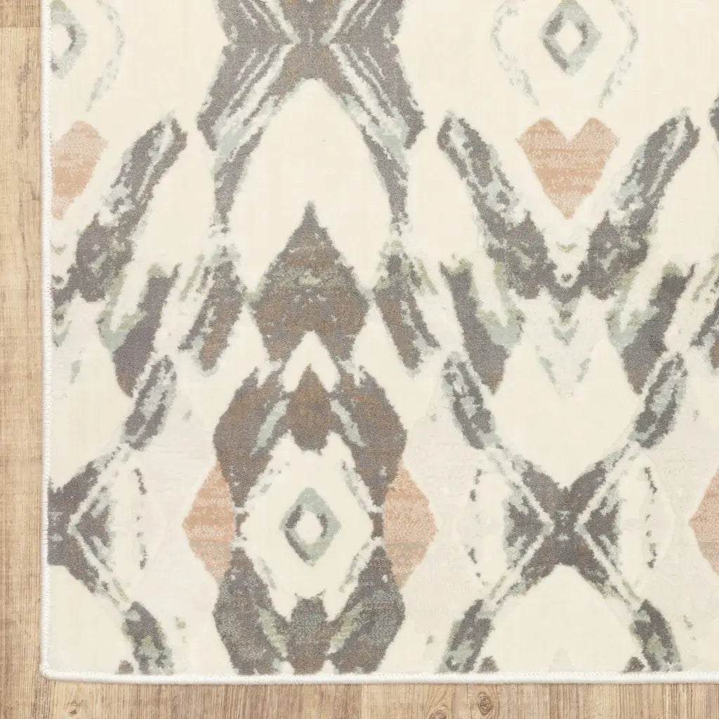 10' X 13' Ivory Pink And Sage Geometric Power Loom Stain Resistant Area Rug - Homeroots - Flyclothing LLC