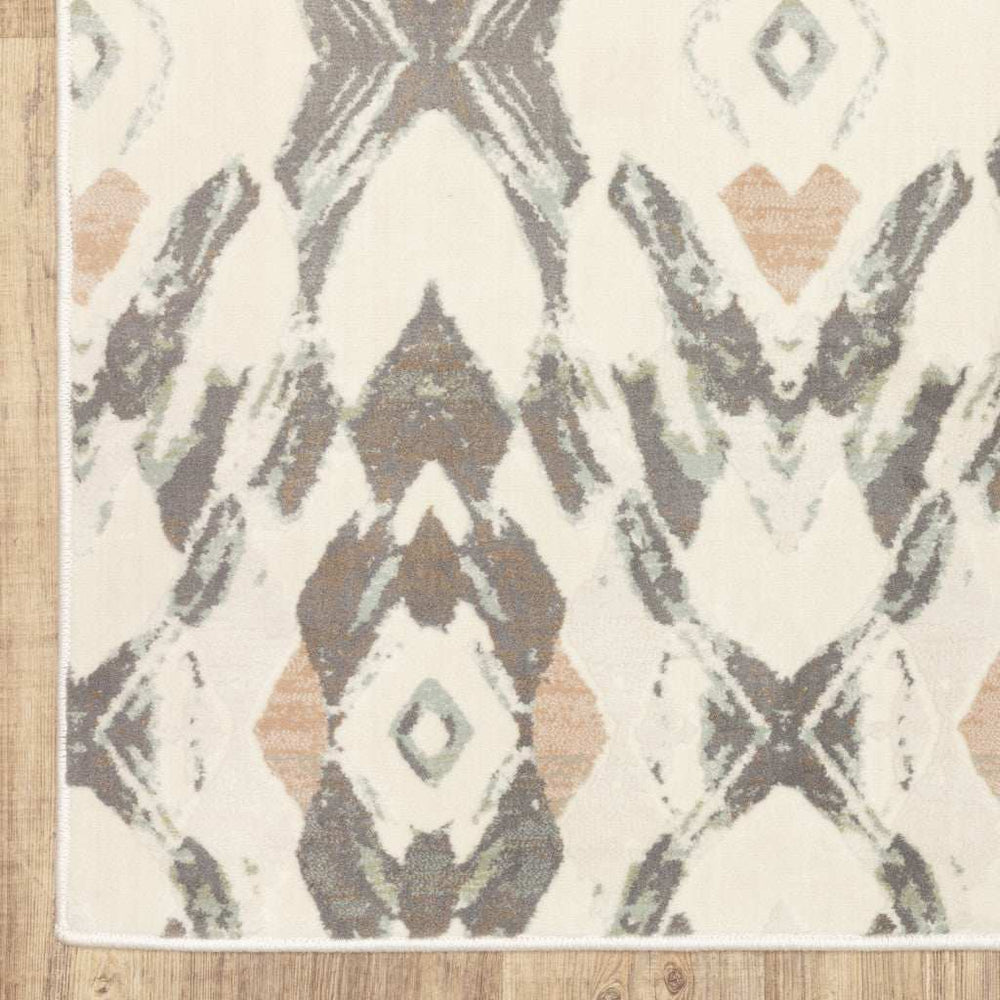 10' X 13' Ivory Pink And Sage Geometric Power Loom Stain Resistant Area Rug - Homeroots - Flyclothing LLC