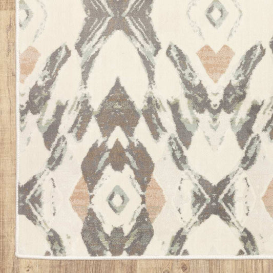 10' X 13' Ivory Pink And Sage Geometric Power Loom Stain Resistant Area Rug - Homeroots - Flyclothing LLC