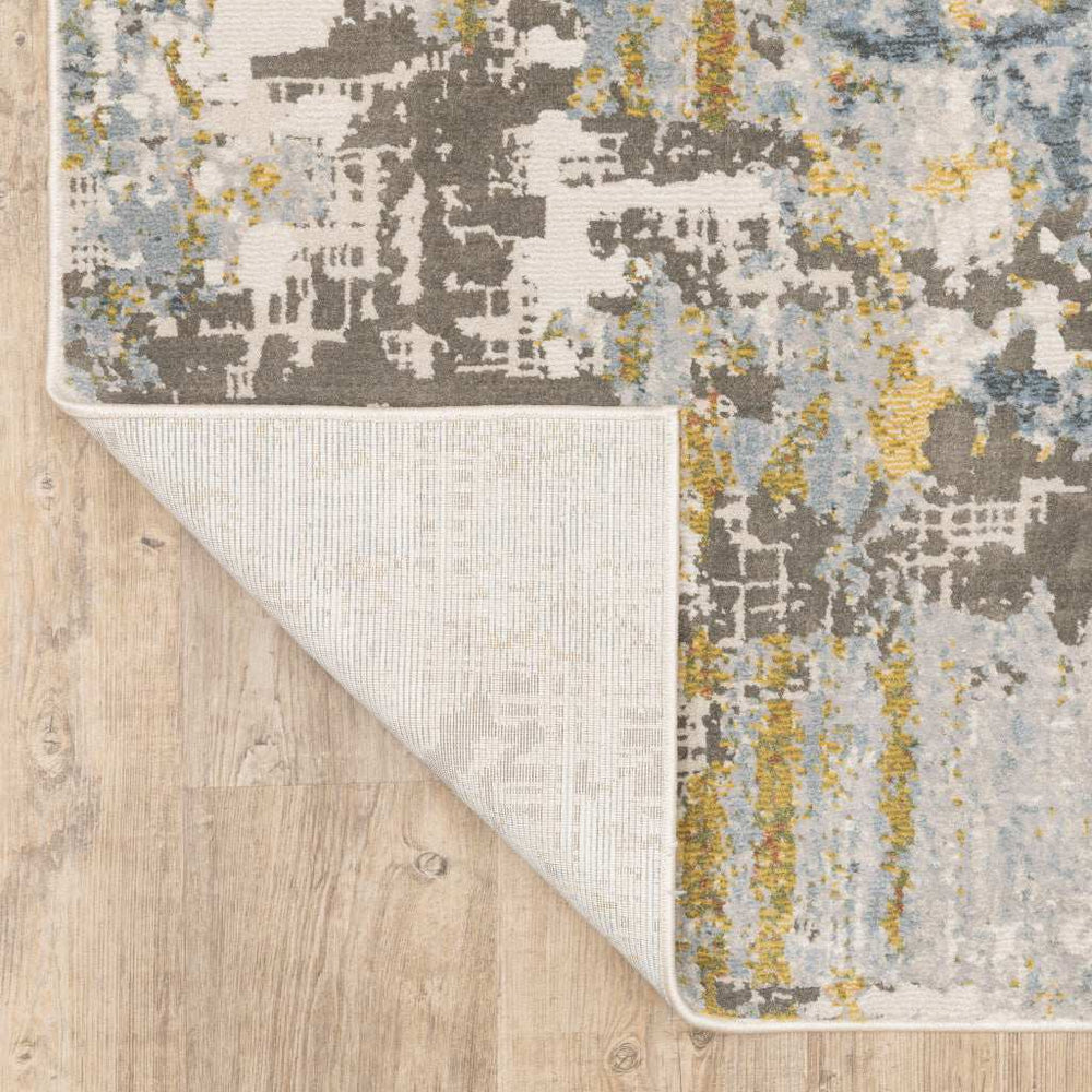 2' X 8' Grey Blue Beige Gold And Rust Abstract Power Loom Stain Resistant Runner Rug - Homeroots - Flyclothing LLC