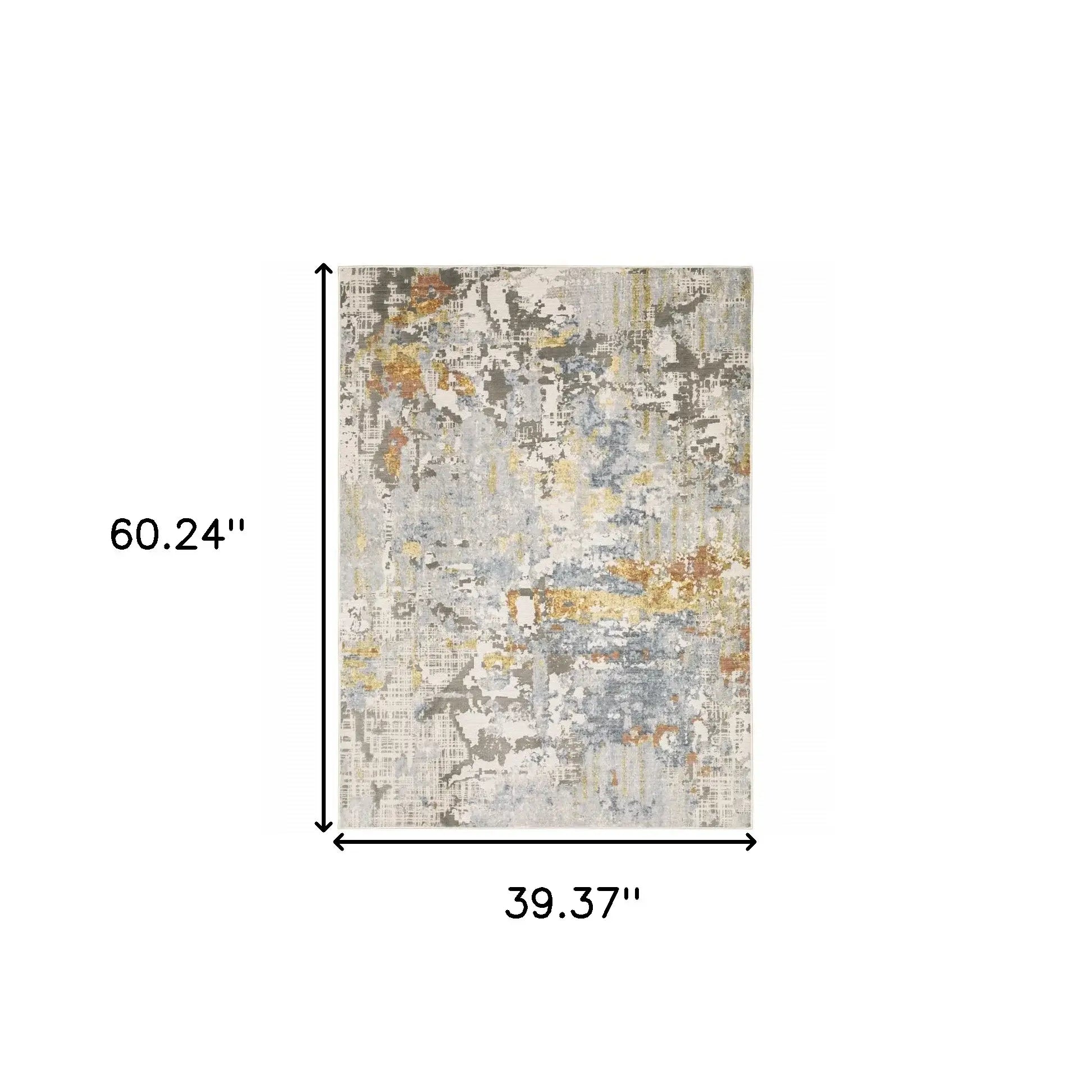 3' X 5' Grey Blue Beige Gold And Rust Abstract Power Loom Stain Resistant Area Rug - Homeroots - Flyclothing LLC