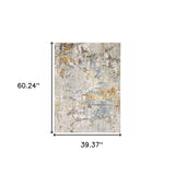 3' X 5' Grey Blue Beige Gold And Rust Abstract Power Loom Stain Resistant Area Rug - Homeroots - Flyclothing LLC