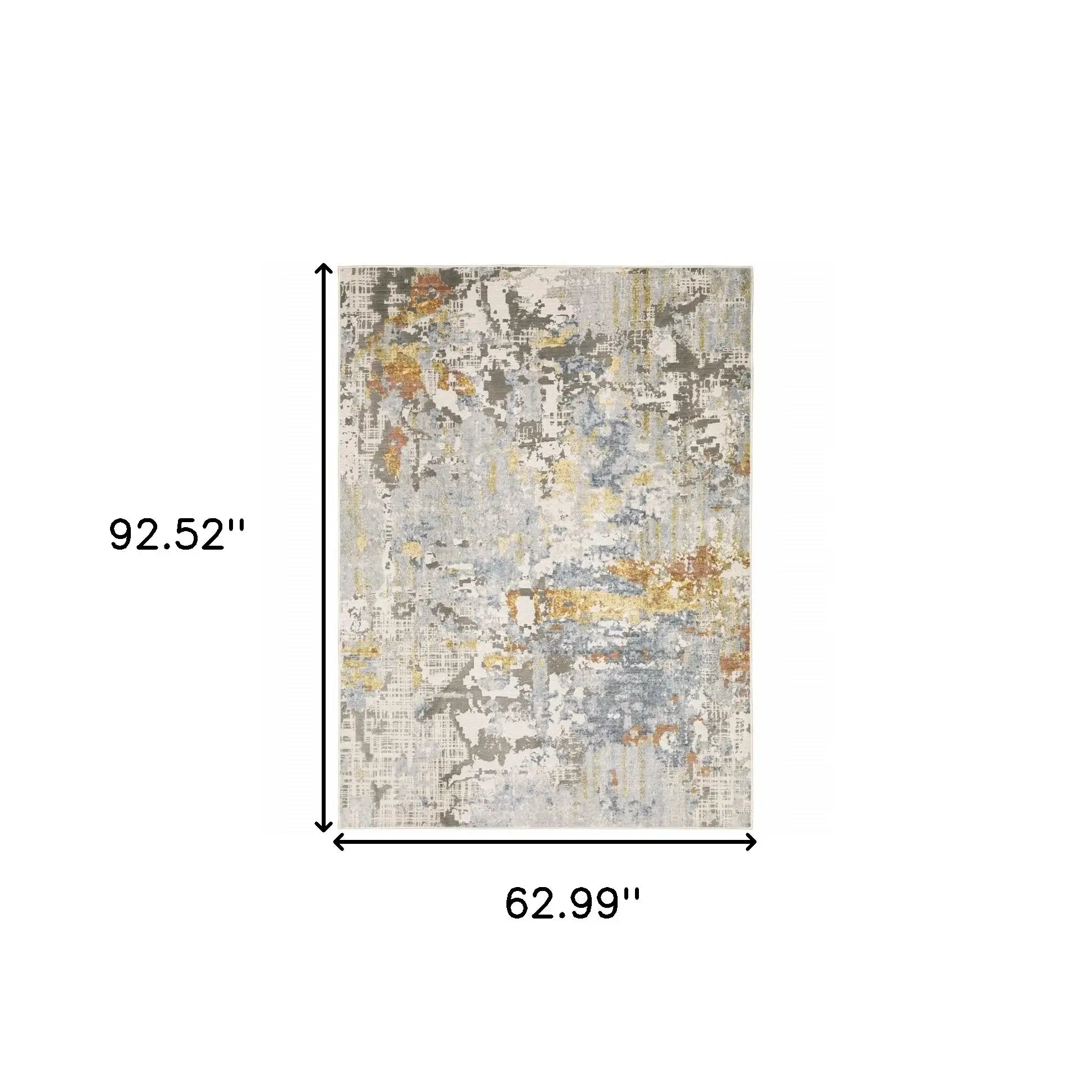 5' X 8' Grey Blue Beige Gold And Rust Abstract Power Loom Stain Resistant Area Rug - Homeroots - Flyclothing LLC