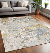 5' X 8' Grey Blue Beige Gold And Rust Abstract Power Loom Stain Resistant Area Rug - Homeroots - Flyclothing LLC