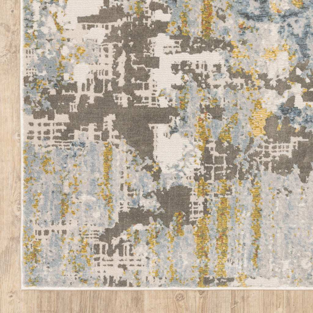 5' X 8' Grey Blue Beige Gold And Rust Abstract Power Loom Stain Resistant Area Rug - Homeroots - Flyclothing LLC