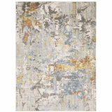 8' X 11' Grey Blue Beige Gold And Rust Abstract Power Loom Stain Resistant Area Rug - Homeroots - Flyclothing LLC