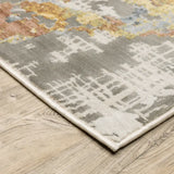 8' X 11' Grey Blue Beige Gold And Rust Abstract Power Loom Stain Resistant Area Rug - Homeroots - Flyclothing LLC