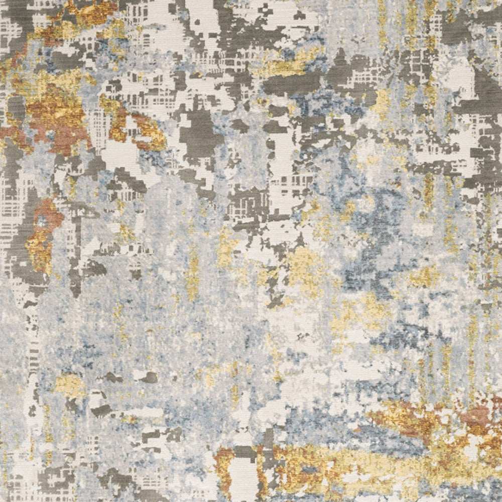 10' X 13' Grey Blue Beige Gold And Rust Abstract Power Loom Stain Resistant Area Rug - Homeroots - Flyclothing LLC