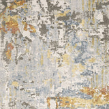 10' X 13' Grey Blue Beige Gold And Rust Abstract Power Loom Stain Resistant Area Rug - Homeroots