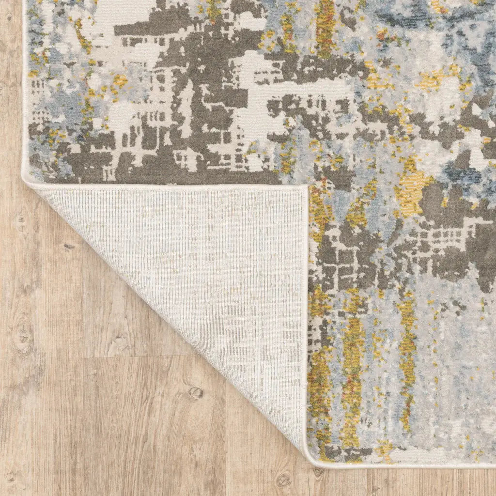 10' X 13' Grey Blue Beige Gold And Rust Abstract Power Loom Stain Resistant Area Rug - Homeroots - Flyclothing LLC
