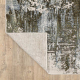 2' X 8' Green Blue Grey Ivory And Brown Abstract Power Loom Stain Resistant Runner Rug - Homeroots - Flyclothing LLC